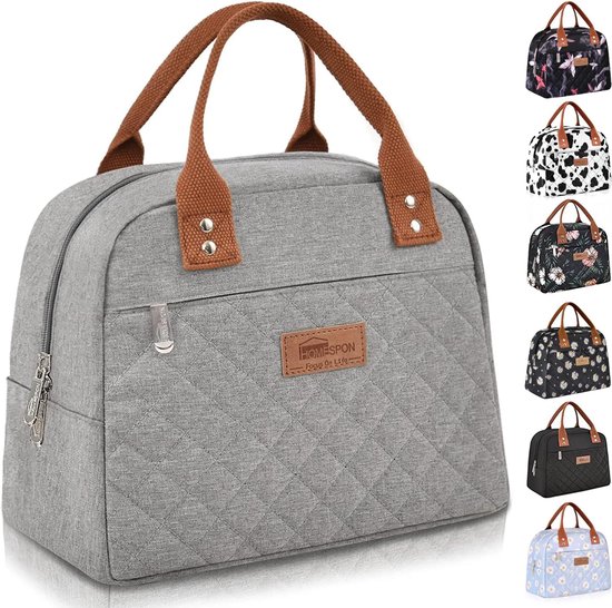 Geïsoleerde lunchtas voor dames heren werken volwassen koeltas lunchbox container dames lunchtas (grijs) van Woosir