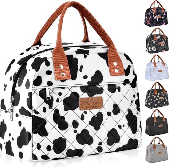 Geïsoleerde lunchtas voor dames heren werken volwassen koeltas lunchbox container dames lunchtas (melkkoe) van Yookeehome