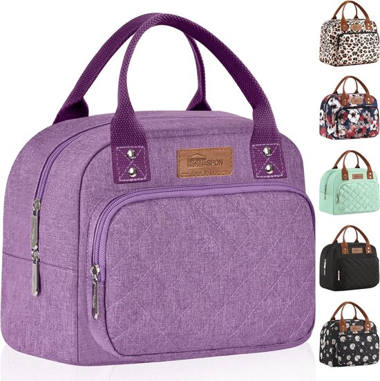 Geïsoleerde lunchtas voor dames heren werken volwassen koeltas lunchbox container (paars) van FlowFly