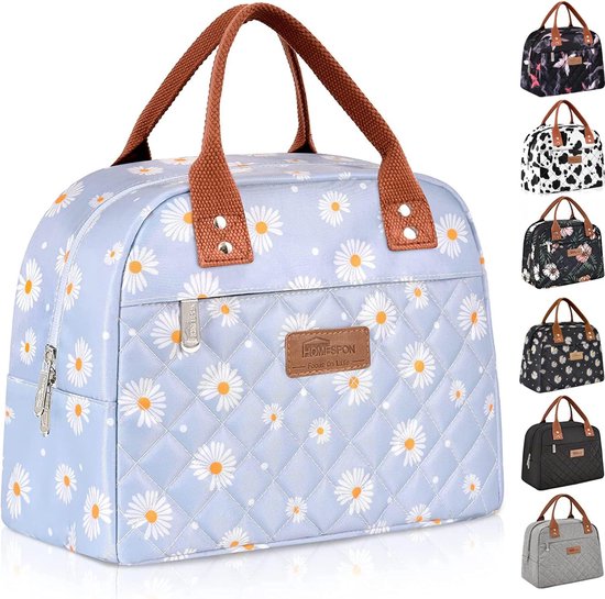 Geïsoleerde lunchtas voor dames Mannen werken Volwassen koeltas Lunchbox Container Dames lunchtas (Blauwe Daisy) van Joyhill