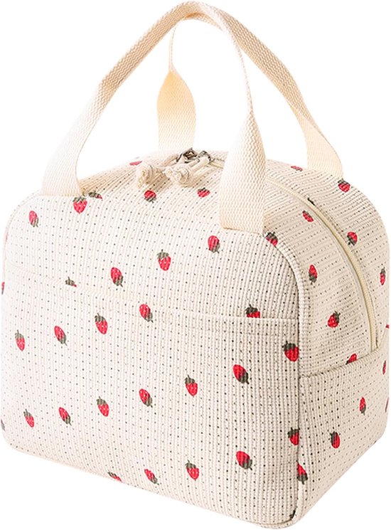 Geïsoleerde lunchtas voor meisjes - kinderlunchtas - schoollunchtas - lunchbox opbergtas - kantoormedewerker - geïsoleerde lunchbox - voor werk - school en buiten (beige) van Merkloos