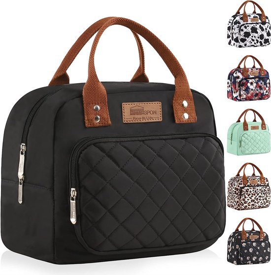 Geïsoleerde lunchtas voor vrouwen, mannen, werk, volwassenen, koeltas, lunchbox, container (zwart) van Dalaiomie