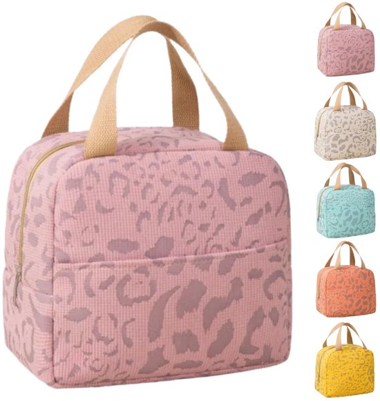 Geïsoleerde lunchtas - waterdichte koeltas met aluminiumfolie, 3-4 uur koude-/warmtebehoud, 20 x 23 x 14 cm voor kantoor, picknick, reizen, school, beige van Merkloos