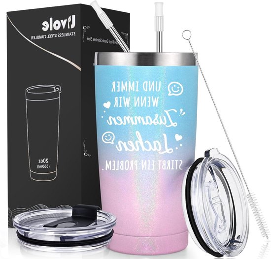 Geïsoleerde Mok - Thermosbeker Koffiebeker - Dranken Warm Houden - Dubbele Vacuüm Isolatie - 600 ml - Met Tekst