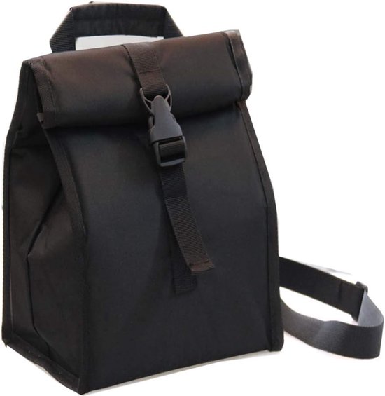 Geïsoleerde opvouwbare lunchtas met verstelbare riem - lichtgewicht draagbare lunchbox voor mannen, vrouwen, kantoor, werk, picknick, wandelen en strand (zwart (harde stof)) van Gogooda