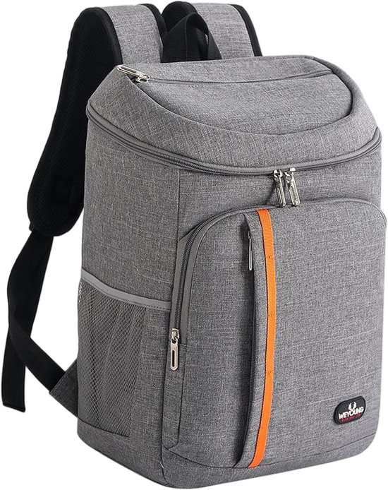 Geïsoleerde picknickrugzak - Waterdichte en verkoelende rugzak met grote inhoud - 23 l - Lekvrije picknicktas - Geschikt voor kamperen, picknicks, barbecues, reizen en buitenactiviteiten - Klassieke stijl - Lichtgrijs