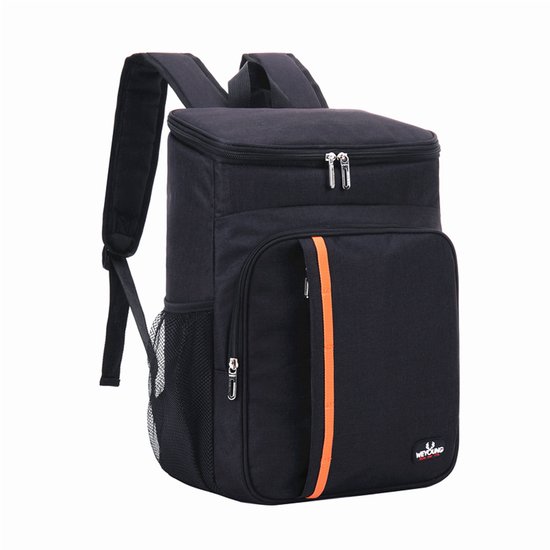 Geïsoleerde picknickrugzak - Waterdichte en verkoelende rugzak met grote inhoud - 23 l - Lekvrije picknicktas - Geschikt voor kamperen, picknicks, barbecues, reizen en buitenactiviteiten - Klassieke stijl - Zwart