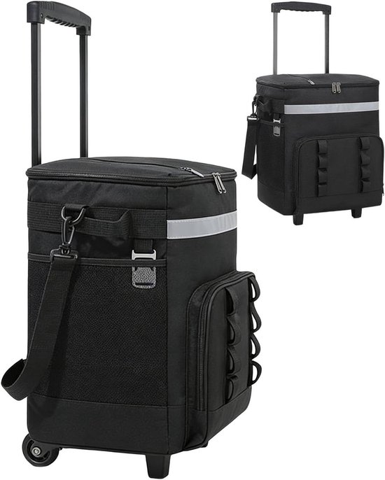 Geïsoleerde Roltas - Koelbox op Wielen - Boodschappen Vervoeren - Stabiel Verticaal Transport - 35 liter - Zwart