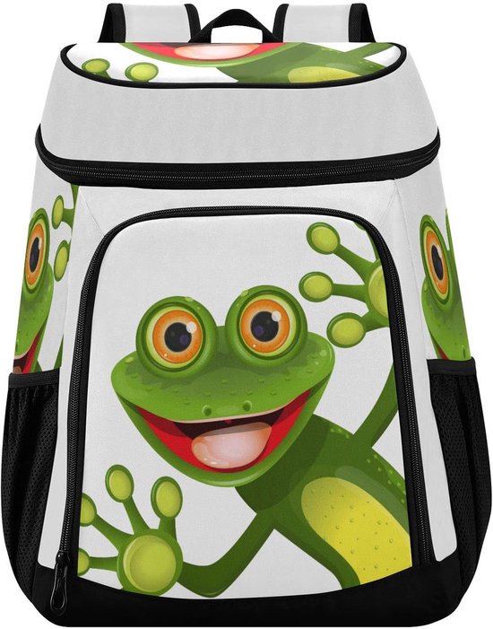 Geïsoleerde Rugzak - Koeltas - Picknick Wandelen Camping - Grote Capaciteit 28L - 33x20x43 cm - Groene Kikker
