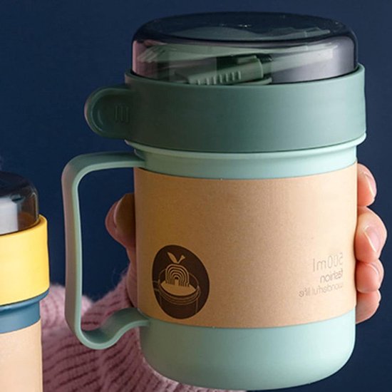 Geïsoleerde Soepbeker - Voedselcontainer Thermos - Warme Lunch Meenemen - Inclusief Lepel - 500 Ml - Groen