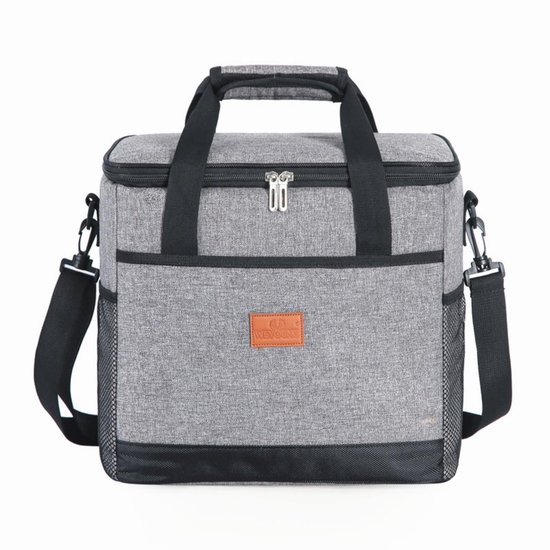 Geïsoleerde tas - 25 liter - Grote inhoud - Zachte koeltas - Draagbare geïsoleerde tas - Geschikt voor reizen, picknicks, kamperen, strand - Geschikt voor het bewaren van boodschappen en diepvriesproducten - Grijs van Merkloos