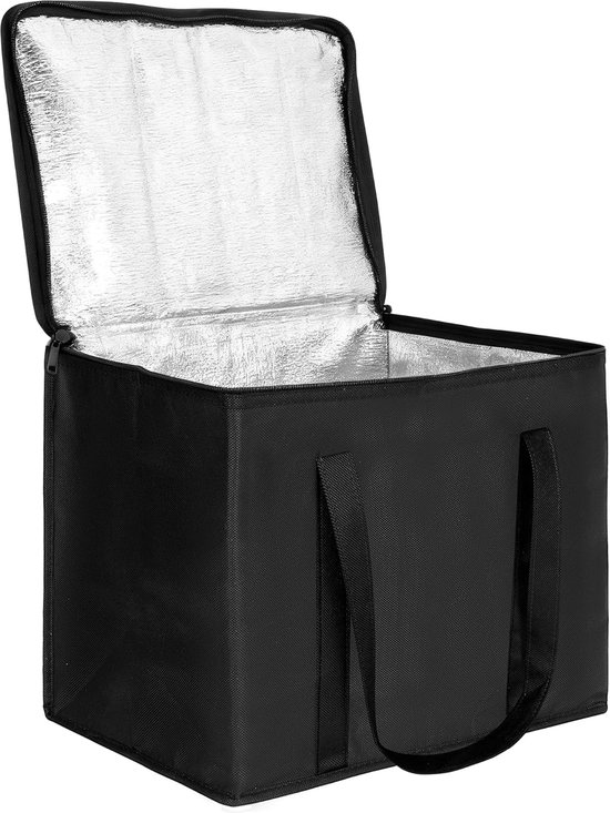 Geïsoleerde tas - Picknicktas - Opvouwbare koeltas - Tas voor voedselbezorging - 28x14x17 cm - Multifunctioneel en grote capaciteit - Verdikt en opvouwbaar - Geschikt voor kamperen en picknicken in de buitenlucht - Zwart van Merkloos