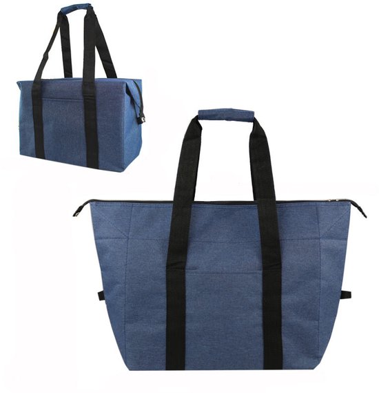 Geïsoleerde voedseltas - Geïsoleerde boodschappentas - Koeltas - Picknicktas - Draagtas - Opbergtas - Met ritssluiting - Herbruikbaar - 39*19*34 cm - Geschikt voor boodschappen, reizen, strandpicknicks, enz. - Blauw
