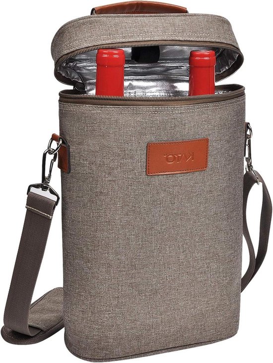 Geïsoleerde Wijn Koeltas - 4 Flessen Wijntransport - Draagtas Wijnliefhebber - Groot Cadeau bottle bag van Pukkr