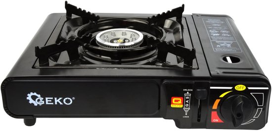 GEKO Compacte campingkooktoestel - 2,5 kW - draagbaar - matzwart - met draagkoffer van Merkloos