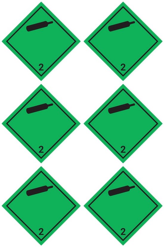 Gelamineerde Veiligheidslabels Klasse 2.2 Niet-Ontvlambare Gassen 50x50mm 6 Stuks