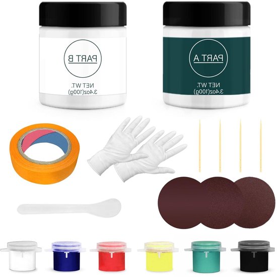Gelcoat Reparatie Kit - Boot Herstel - Watersport Onderhoud - Inclusief Kleuren - 6 Kleuren - Meerkleurig
