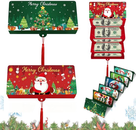 geldcadeauenvelop, 10 vakken, ontwerp met kerstman gouden pompon, elegant cadeau voor contant geld of cadeaukaart