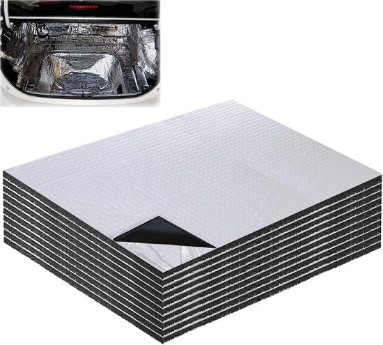 Geluiddempende isolatiematten, 10 stuks 40x25cm, zelfklevend, brandwerend en vochtbestendig (5mm)