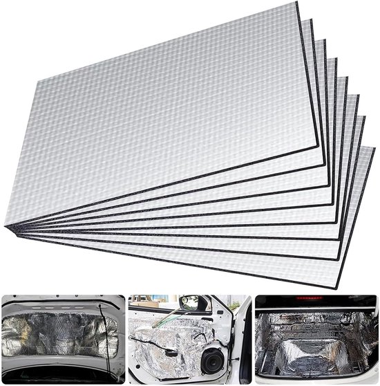 Geluiddempende Isolatiematten van Schuim, 250 x 180 x 5 mm, Zelfklevend, Brandwerend en Vochtbestendig, Set van 8 Stuks voor Geluidsisolatie en Isolatie van Ruimtes van Merkloos