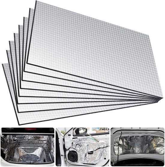Geluiddempende Isolatiematten van Schuim, 250 x 180 x 5 mm, Zelfklevend, Brandwerend, Vochtbestendig, Waterdicht, Set van 8, Ideaal voor Geluidsisolatie en Thermische Isolatie
