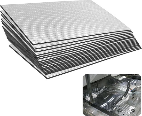 Geluiddempende Isolatiematten voor Auto - 20 Stuks Zelfklevende Geluidsisolatie 400×250×5mm, Brandwerend en Vochtbestendig voor Deuren, Vloeren en Kofferruimtes