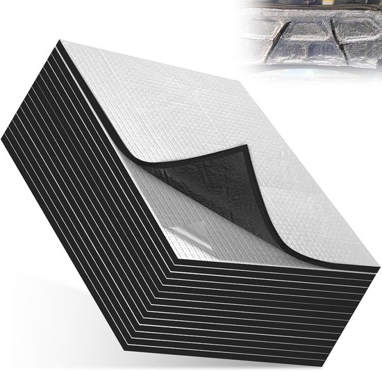 Geluiddempende Mat 15 Stuks 25 x 18 cm Vuurvast Zelfklevend Waterdicht Vochtbestendig Isolatie voor Deuren en Koffers