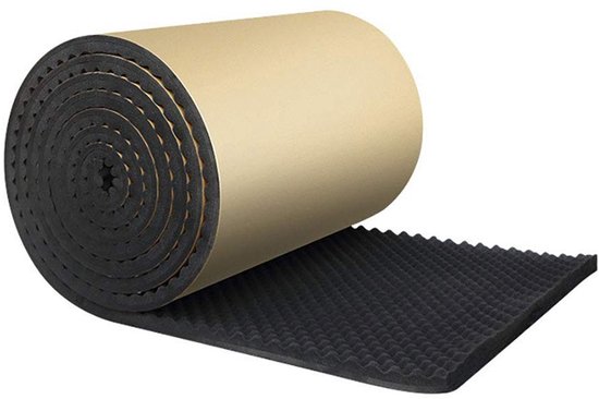 Geluiddempende Schuimplaat, 100 × 50 × 2 cm, Hoge Dichtheid Geluidsisolatie Mat, Akoestisch Schuim, Dubbele Laag, Zelfklevend, Ideaal voor Auto en KTV Gebruik