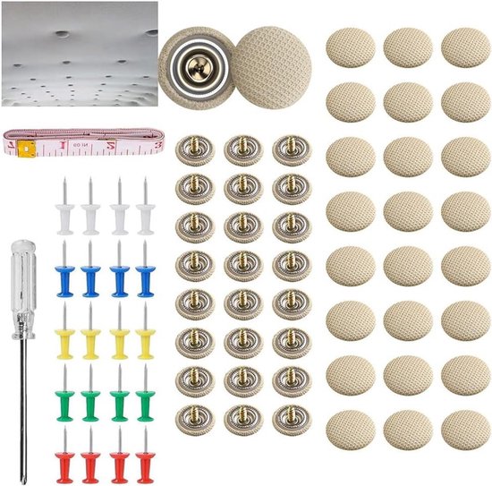 Gereedschapsknop voor autodak, schroefdop reparatie dak auto's decoratie auto bevestiging reparatie klinknagels voor autodak hemel met pinnen schroevendraaier meter lint (beige) van Merkloos