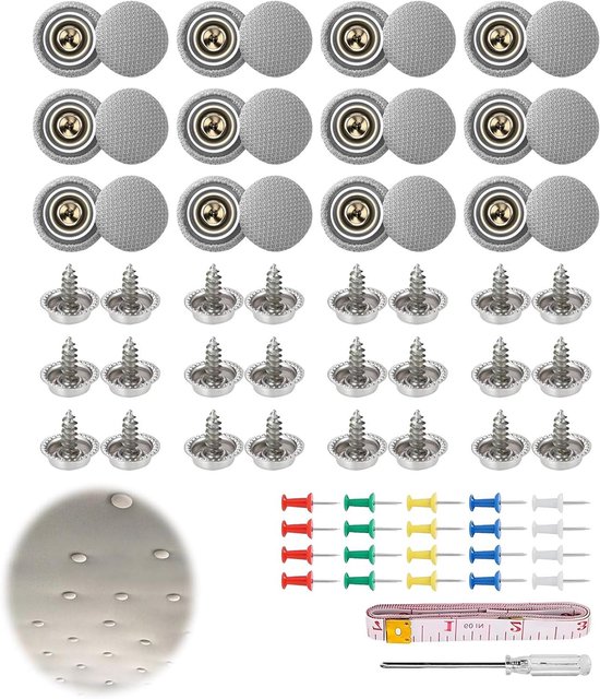 Gereedschapsknopen Autodak - Reparatieknoppen Hemelbekleding - Autohemel Repareren - Universele Compatibiliteit - 94 stuks - Grijs