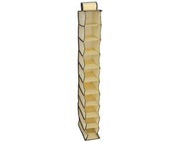 Gerimport Camping opberg/hangkast - 10 vaks - opvouwbaar - beige - 30 x 120 cm