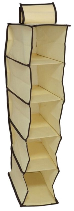 Gerimport Camping opberg/hangkast - leg niveaus - opvouwbaar - beige - 15 x 30 x 70 cm van Gerimport