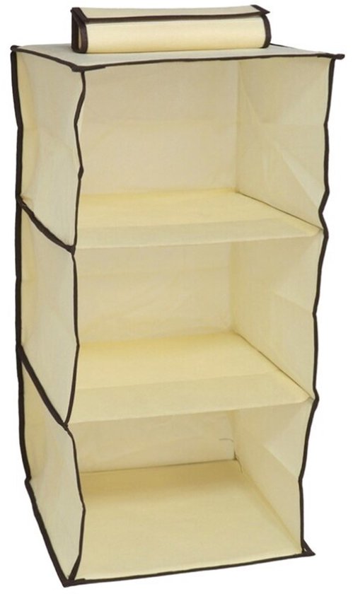 Gerimport Camping opberg/hangkast - leg niveaus - opvouwbaar - beige - 30 x 60 cm van Gerimport