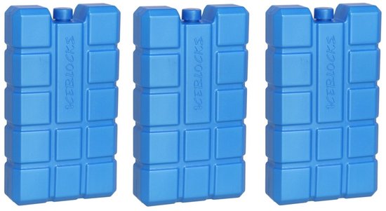Gerimport Koelelement - 3x - 400 ml - 9,5 x 16 cm - blauw - voor koeltas of koelbox van Gerimport