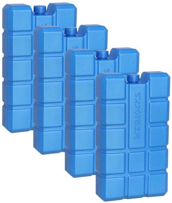 Gerimport Koelelement - 4x - 400 ml - 9,5 x 16 cm - blauw - voor koeltas of koelbox - kunststof