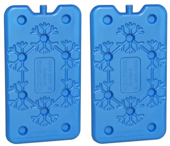 Gerimport Koelelementen plat - 2x - 400 ml - 14 x 24 cm - blauw - kunststof