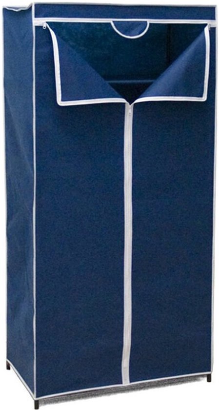 Gerimport Mobiele Kledingkast - opvouwbaar - 75 x 46 x 160 cm - blauw - opberger van Gerimport