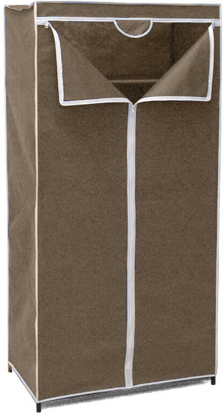 Gerimport Mobiele Kledingkast - opvouwbaar - 75 x 46 x 160 cm - bruin - opberger