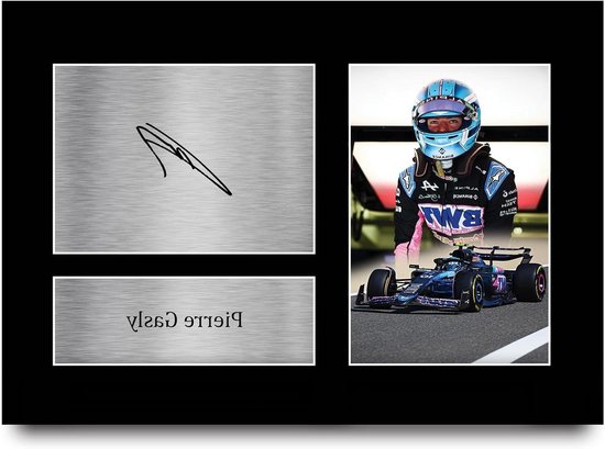 Gesigneerde Foto - Race Poster - Fan Decoratie - Professioneel Gemonteerd - A4 Formaat - Zwart
