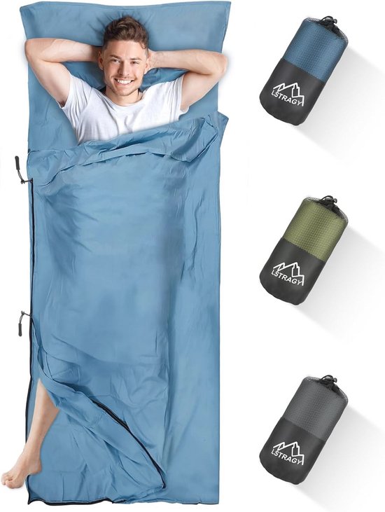 geüpgrade huttenslaapzak 2-in-1 van microvezel voor backpacken en hostels van Merkloos