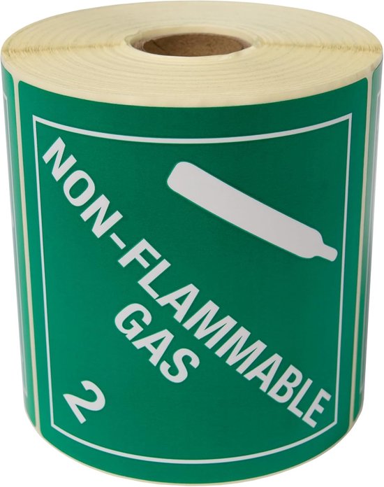Gevaarlijke Goederen Stickers - Veiligheidslabels - Transport Veiligheid - Klasse 2.2 Gas - 100x100mm - Wit