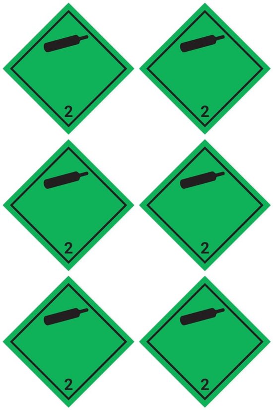 Gevaarsetiketten - Veiligheidsstickers - Gevaarlijke Stoffen - Klasse 2.2 Gas - 50x50 mm - Zwart