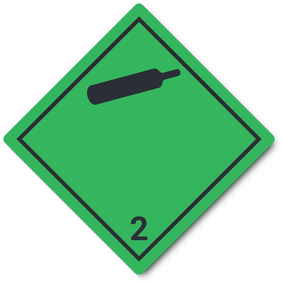Gevarenlabel Klasse 2.2 - Veiligheidspictogram Gassen - Veiligheidsmarkering Industrie - Niet-ontvlambare Gassen - 30x30 cm - Zwart