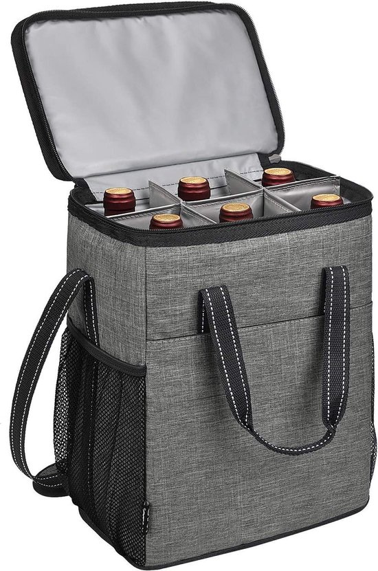 Gevoerde koeltas met handvat en schouderriem voor wijn- en bierfles - ideaal voor reizen en picknick Cool Box Stand van Cool Box Stand