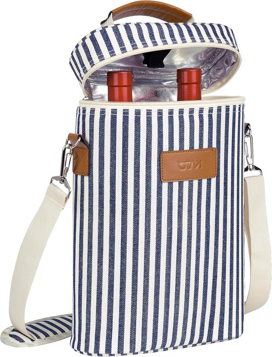 Gevoerde koeltas voor 2 flessen - flessenhouder voor wijn en bier - geïsoleerde wijnkoelzakken met handvat - schouderriem - reizen picknick feest - cadeau van Desire Deluxe