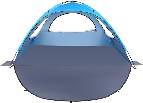 Gezinstent 3-4 personen 50+ bescherming strandtent met voor- en achterdeur windbescherming - hemelsblauw van Obelink