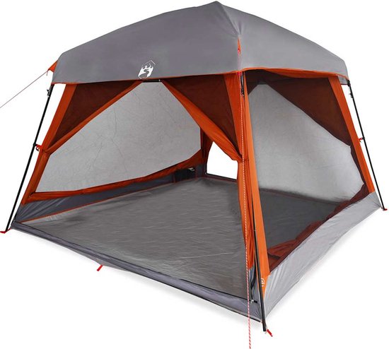 Gezinstent 6-persoons waterdicht grijs en oranje van Merkloos