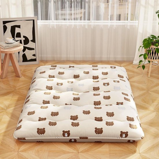 Giantex Japanse vloermatras, 4 inch futonmatras met wasbare hoes en opbergtas, opvouwbare oprolbare matrastami-mat, draagbaar slaapkussen voor kamperen, slaapzaal, kindervloer ligbed, volledig van Merkloos