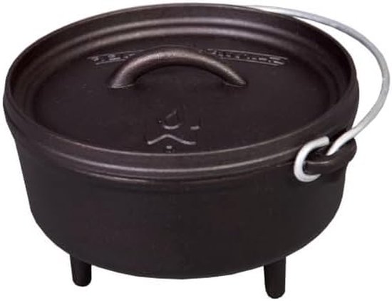 Gietijzeren Dutch Oven - Kampeerpan Ovalen Pan - Buiten Koken - Voorbehandeld Gietijzer - Tot 41 cm - Zwart