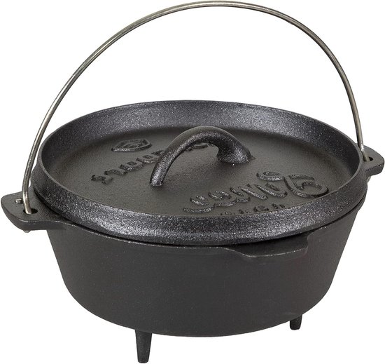 Gietijzeren Dutch Oven - Stoofpan Pot - Buiten Koken - Vooraf Gekruid - 2 Kwarts - Zwart